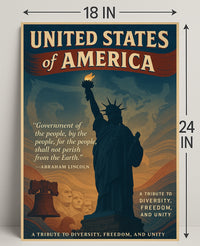 Abraham Lincoln A Tribute to Diversity, Freedom, and Unity Poster PosterGoat