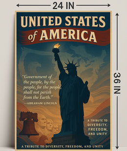 Abraham Lincoln A Tribute to Diversity, Freedom, and Unity Poster PosterGoat