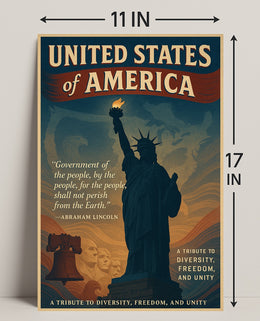 Abraham Lincoln A Tribute to Diversity, Freedom, and Unity Poster PosterGoat