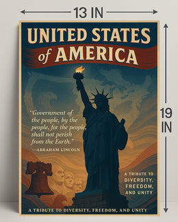 Abraham Lincoln A Tribute to Diversity, Freedom, and Unity Poster PosterGoat