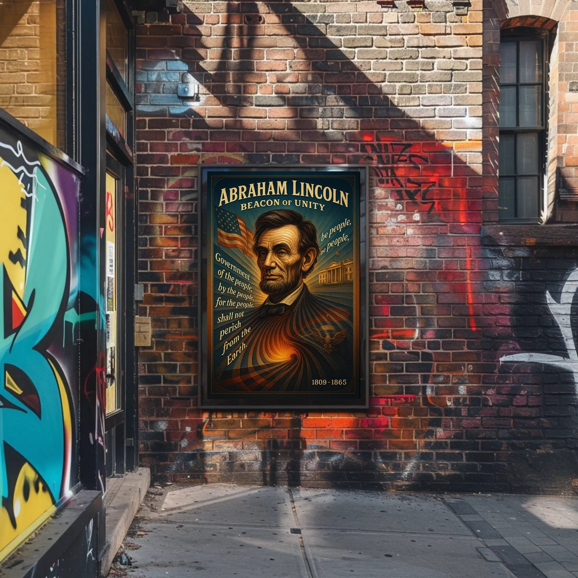 Abraham Lincoln Beacon of Unity Poster PosterGoat