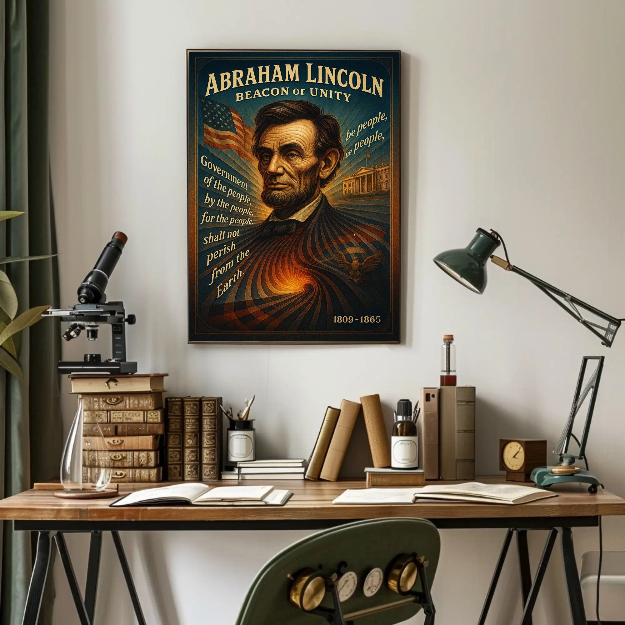 Abraham Lincoln Beacon of Unity Poster PosterGoat
