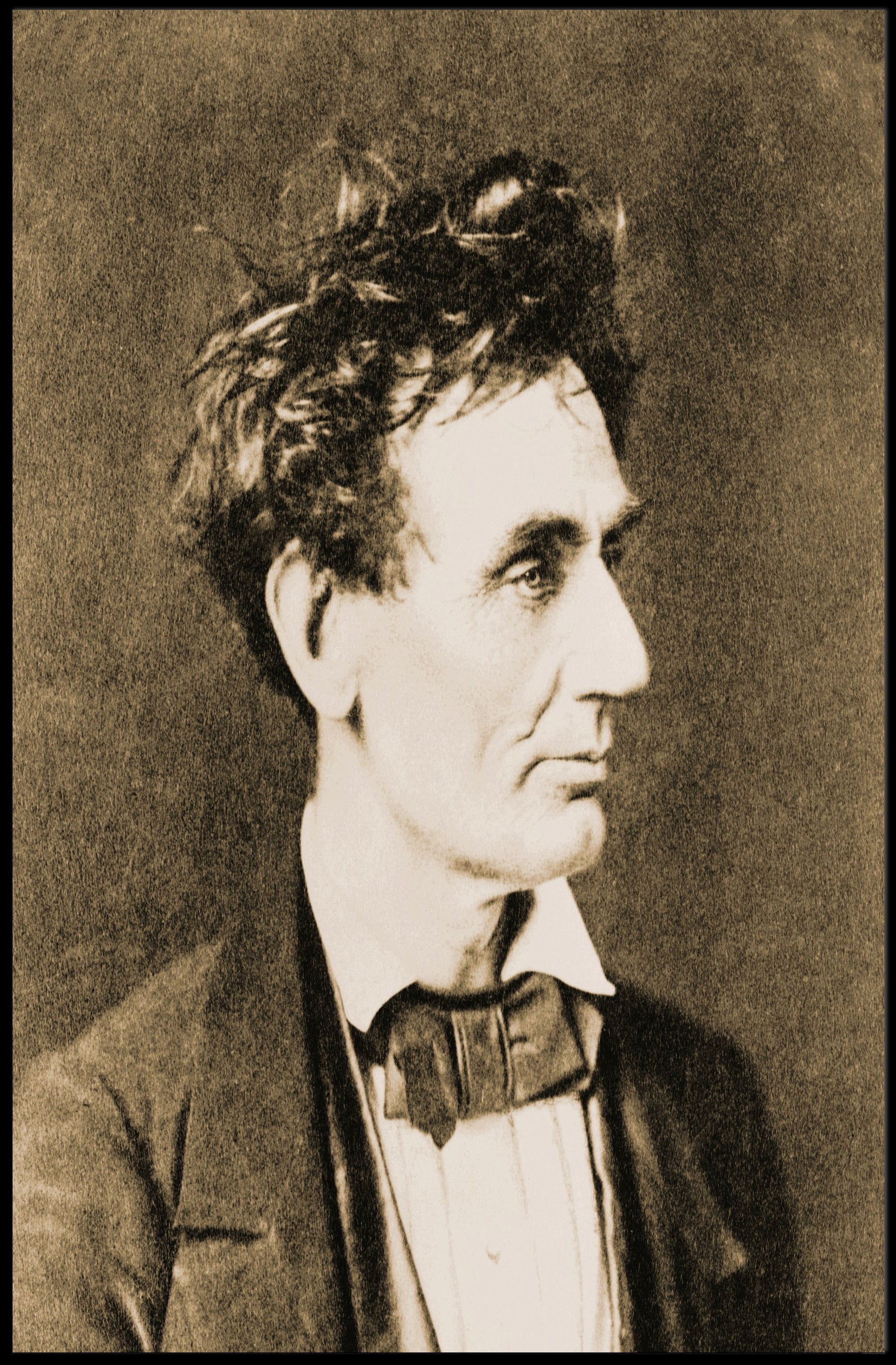 Abraham Lincoln Brown Toned Close Up Poster PosterGoat