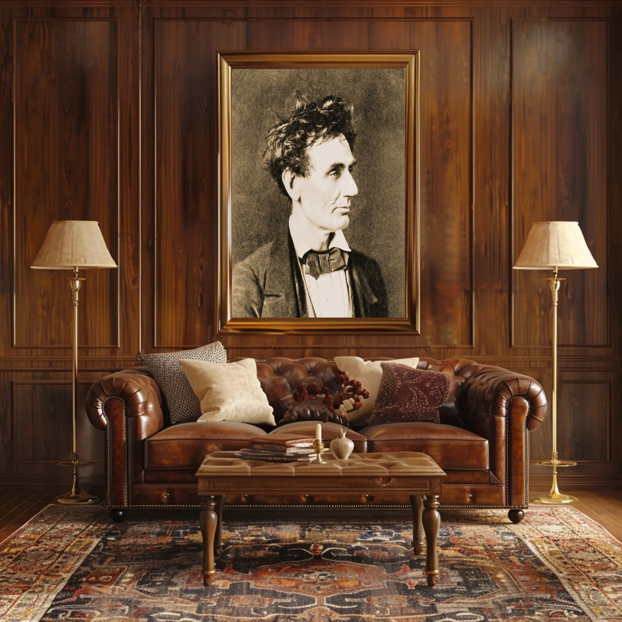 Abraham Lincoln Brown Toned Close Up Poster PosterGoat