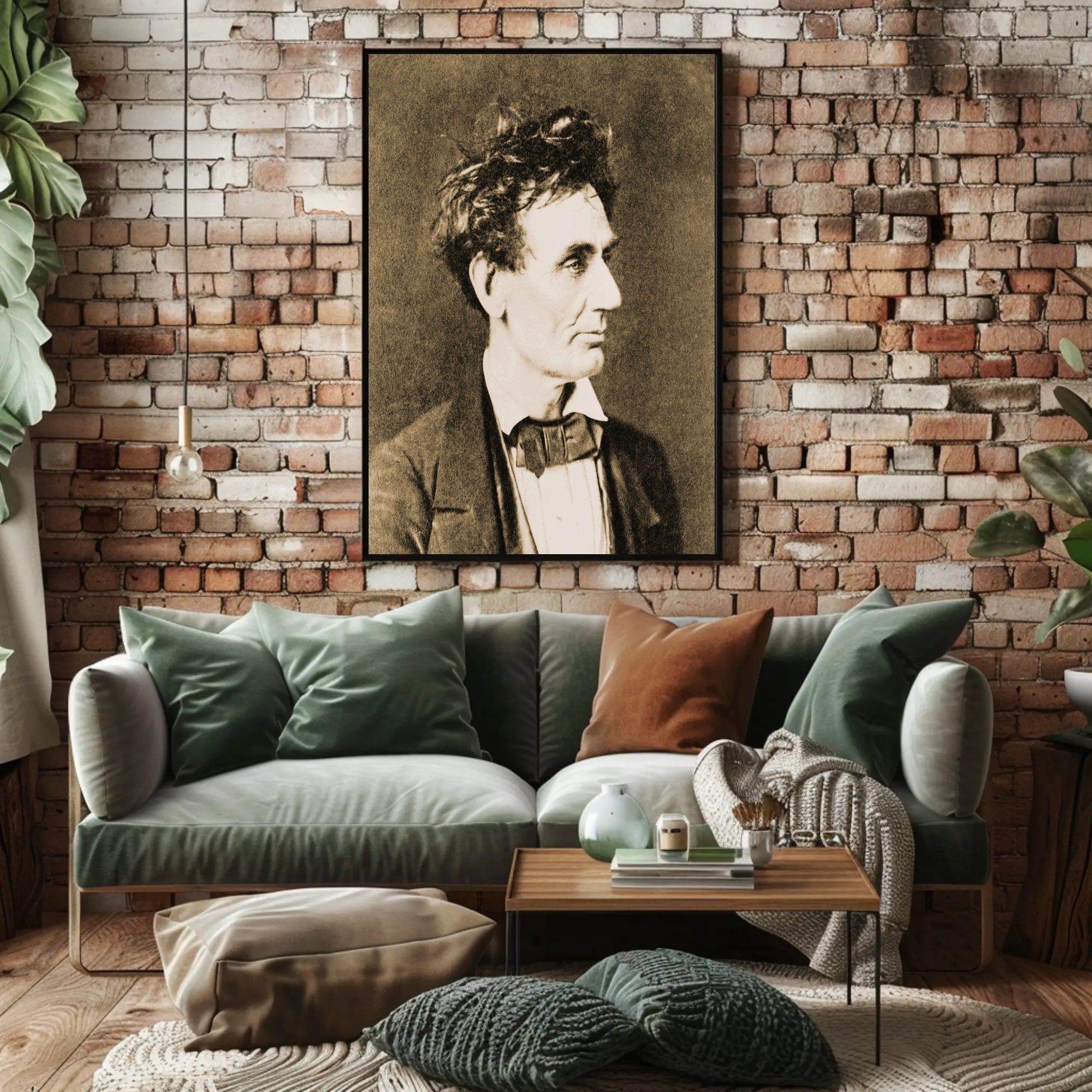 Abraham Lincoln Brown Toned Close Up Poster PosterGoat