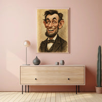 Abraham Lincoln Caricature Poster Humorous Artwork for American History Fans PosterGoat