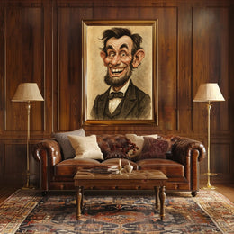 Abraham Lincoln Caricature Poster Humorous Artwork for American History Fans PosterGoat