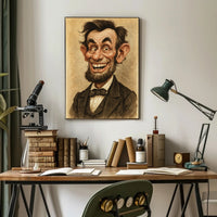 Abraham Lincoln Caricature Poster Humorous Artwork for American History Fans PosterGoat