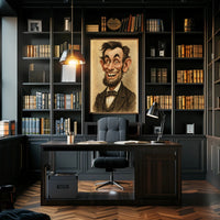 Abraham Lincoln Caricature Poster Humorous Artwork for American History Fans PosterGoat