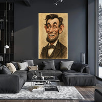 Abraham Lincoln Caricature Poster Humorous Artwork for American History Fans PosterGoat