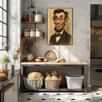 Abraham Lincoln Caricature Poster Humorous Artwork for American History Fans PosterGoat