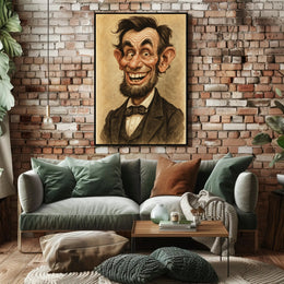 Abraham Lincoln Caricature Poster Humorous Artwork for American History Fans PosterGoat