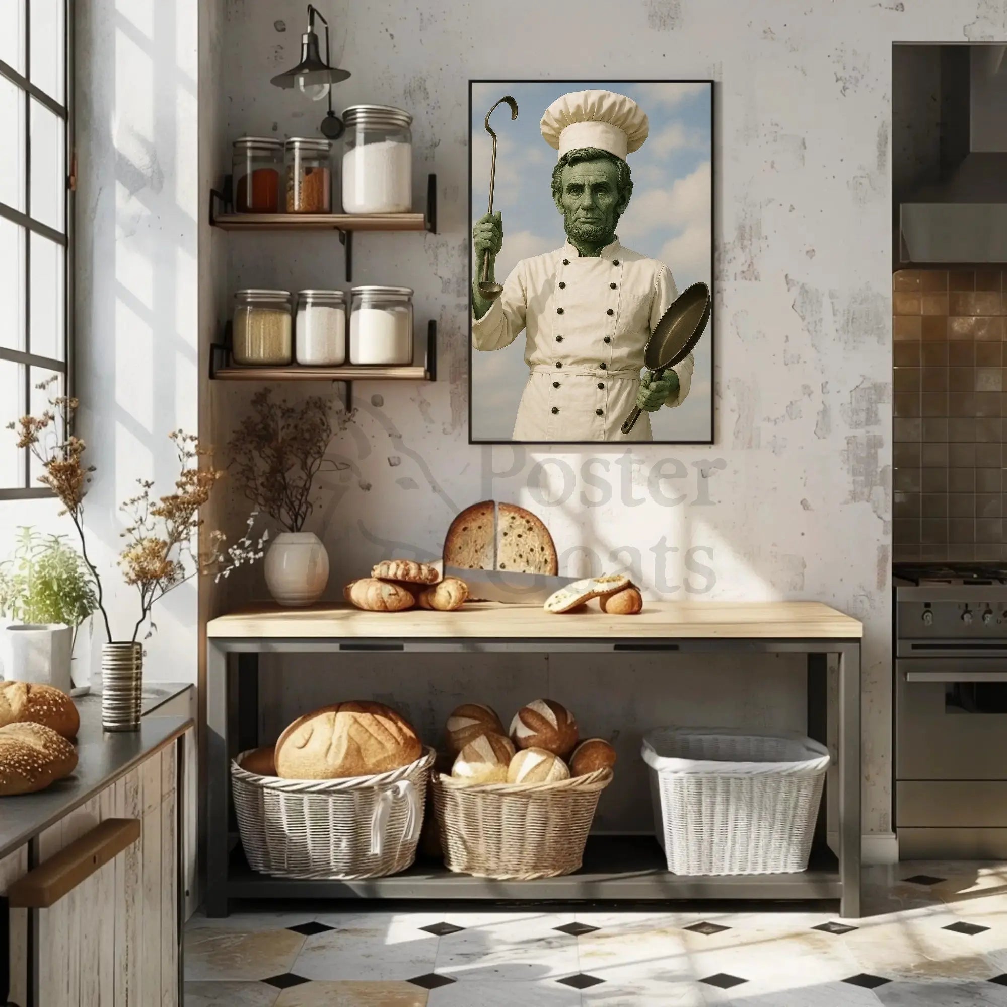 Abraham Lincoln Chef Parody Artistic Poster Historical Art Print PosterGoat
