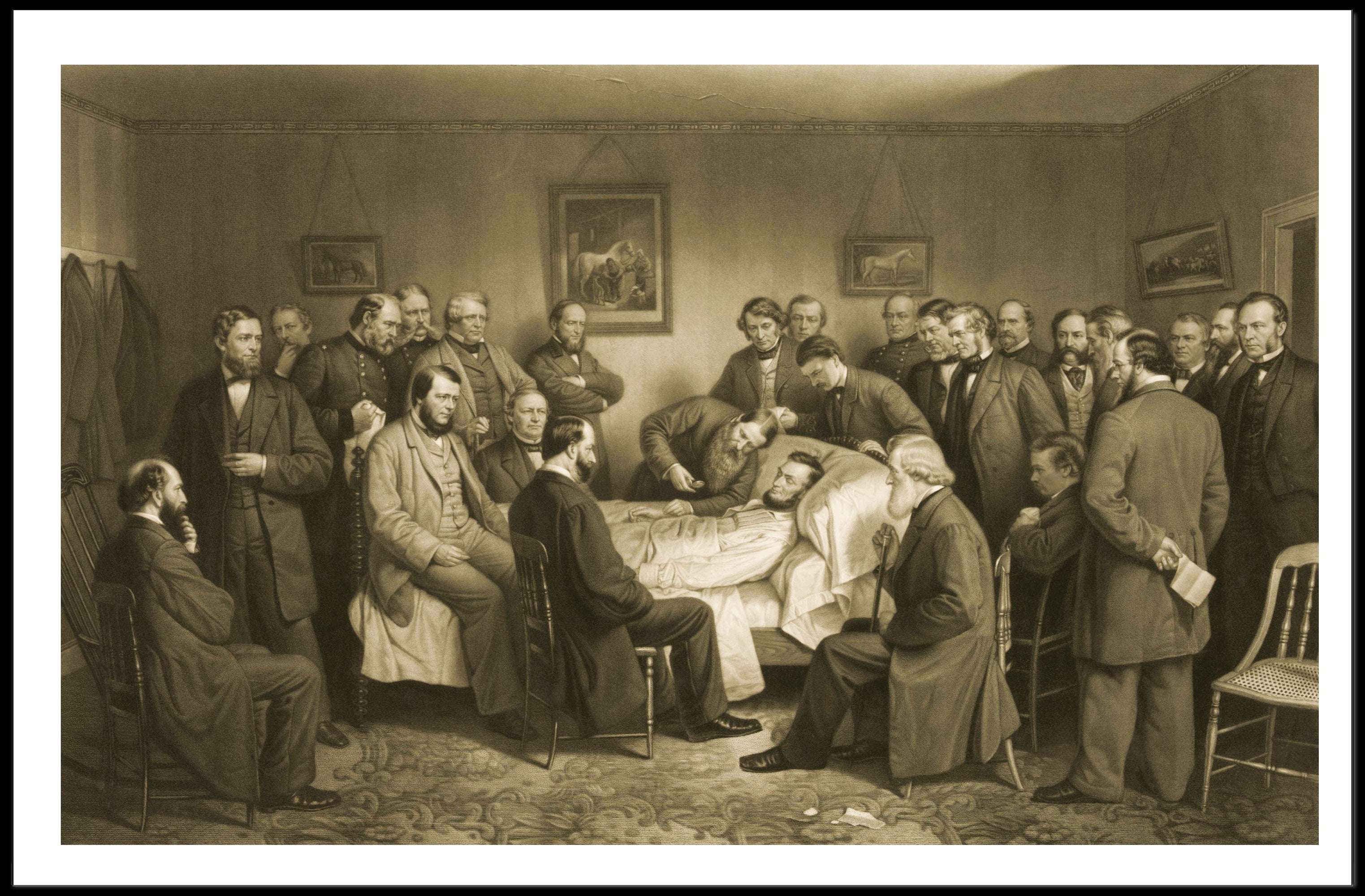 Abraham Lincoln Deathbed Scene with Witnesses Historical Poster Print PosterGoat