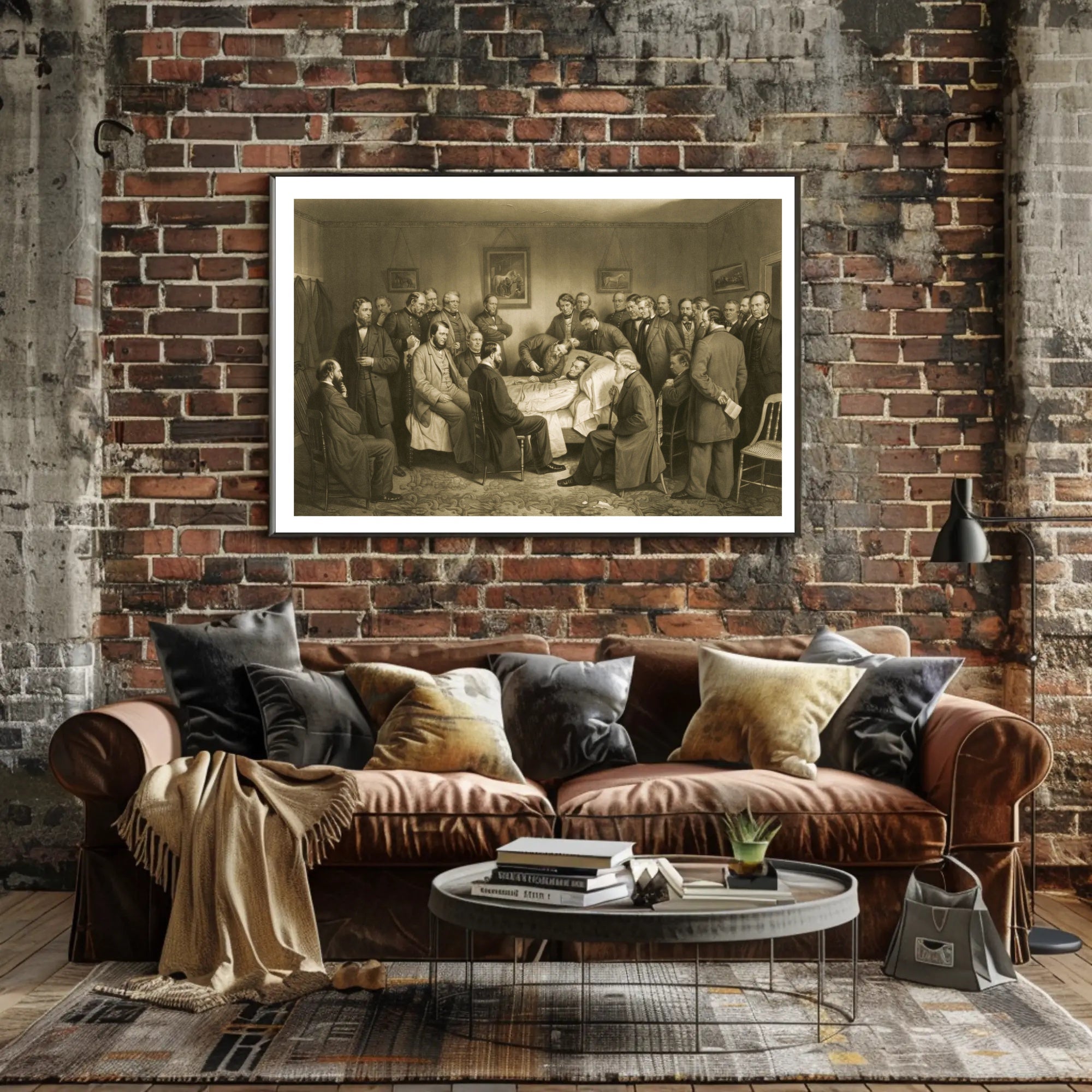 Abraham Lincoln Deathbed Scene with Witnesses Historical Poster Print PosterGoat