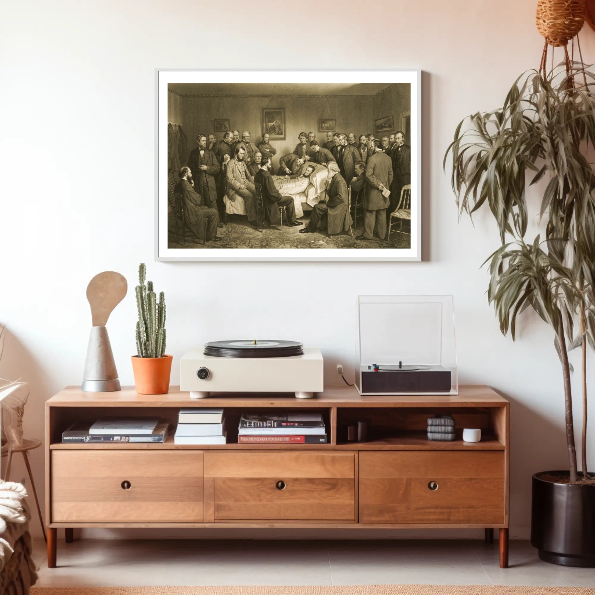 Abraham Lincoln Deathbed Scene with Witnesses Historical Poster Print PosterGoat