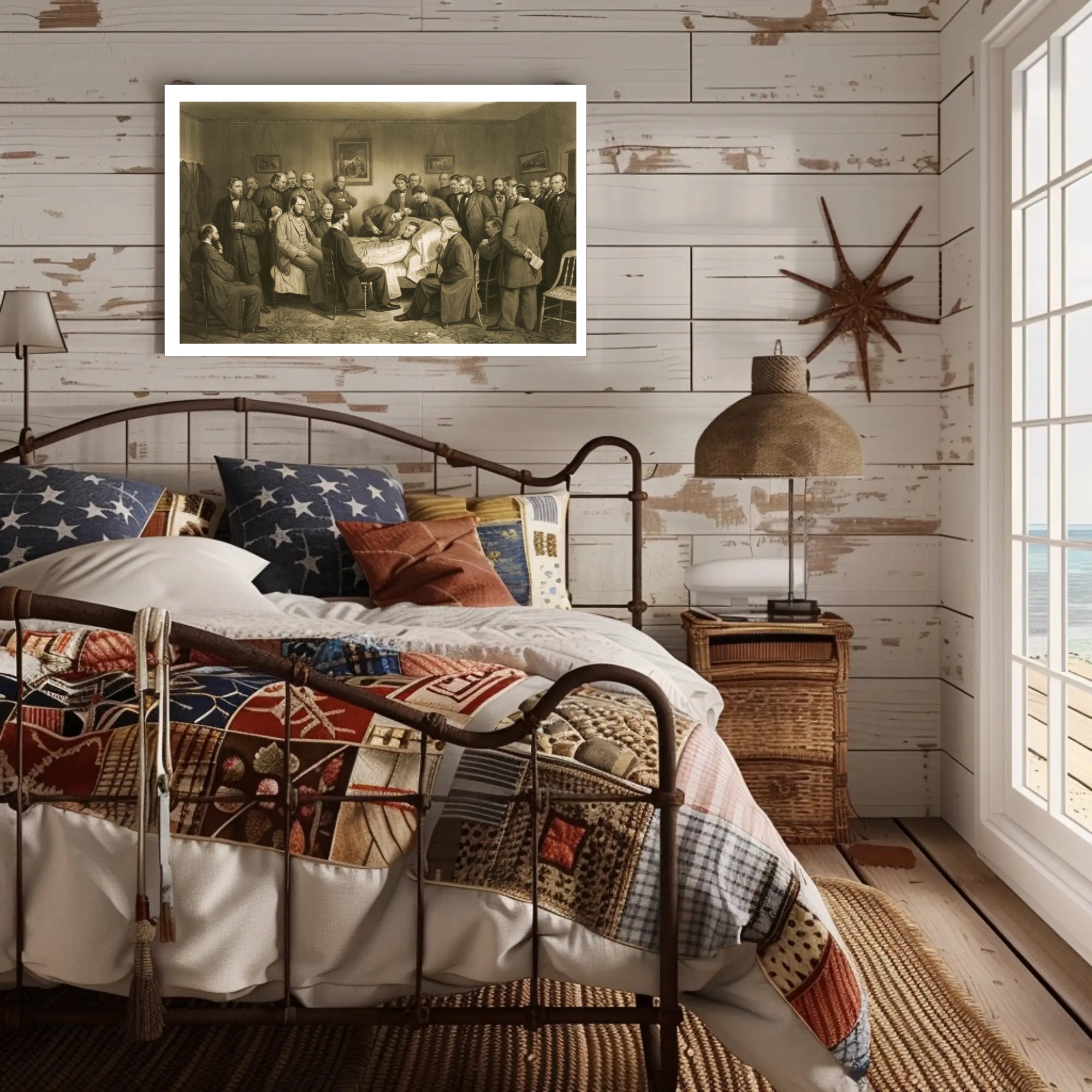 Abraham Lincoln Deathbed Scene with Witnesses Historical Poster Print PosterGoat