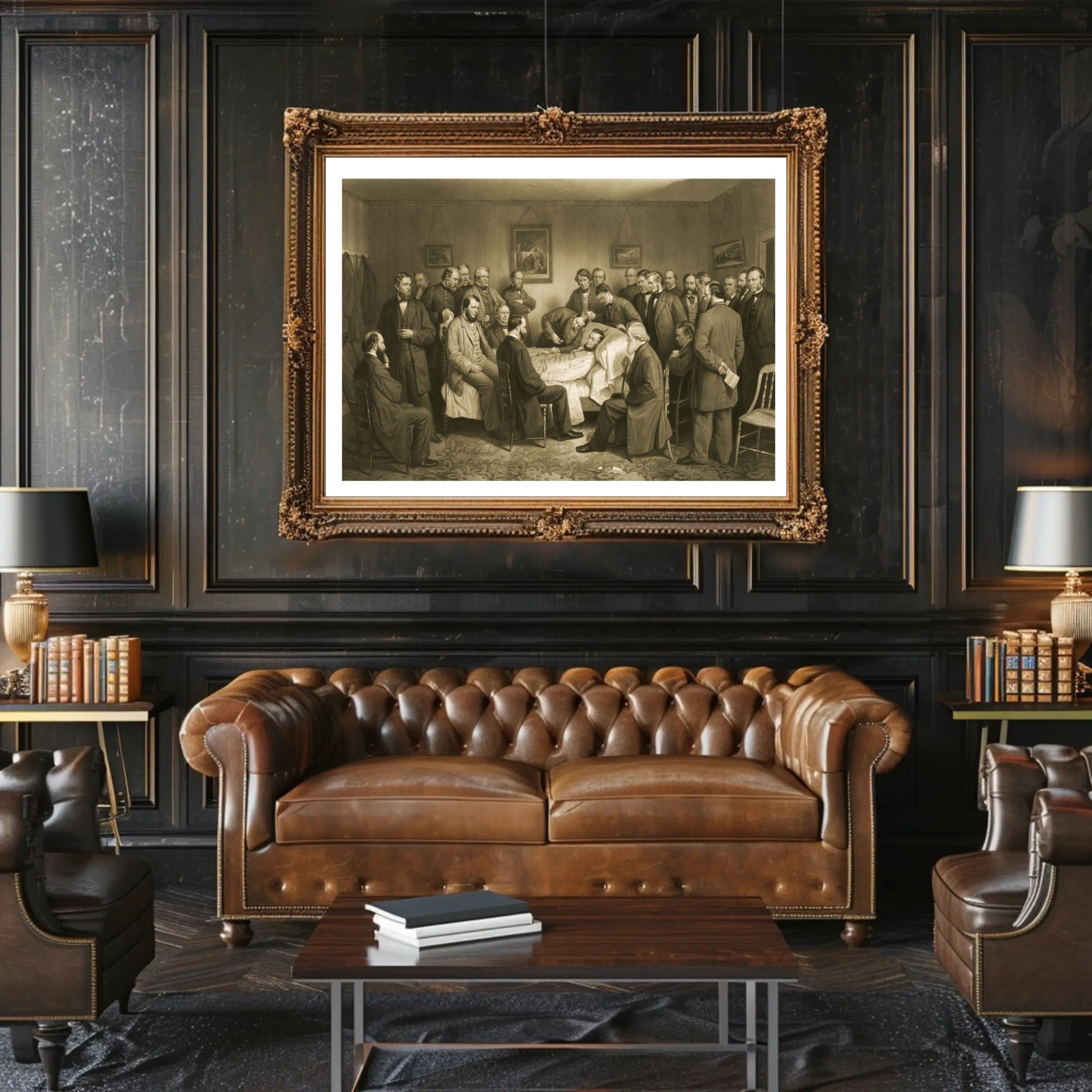 Abraham Lincoln Deathbed Scene with Witnesses Historical Poster Print PosterGoat