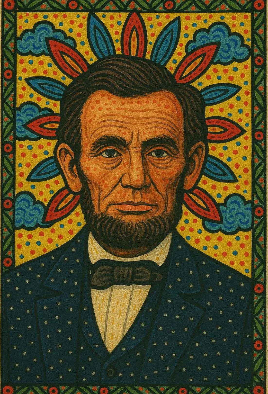 Abraham Lincoln Folk Art Inspired Historical Poster Decor PosterGoat