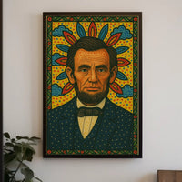 Abraham Lincoln Folk Art Inspired Historical Poster Decor PosterGoat