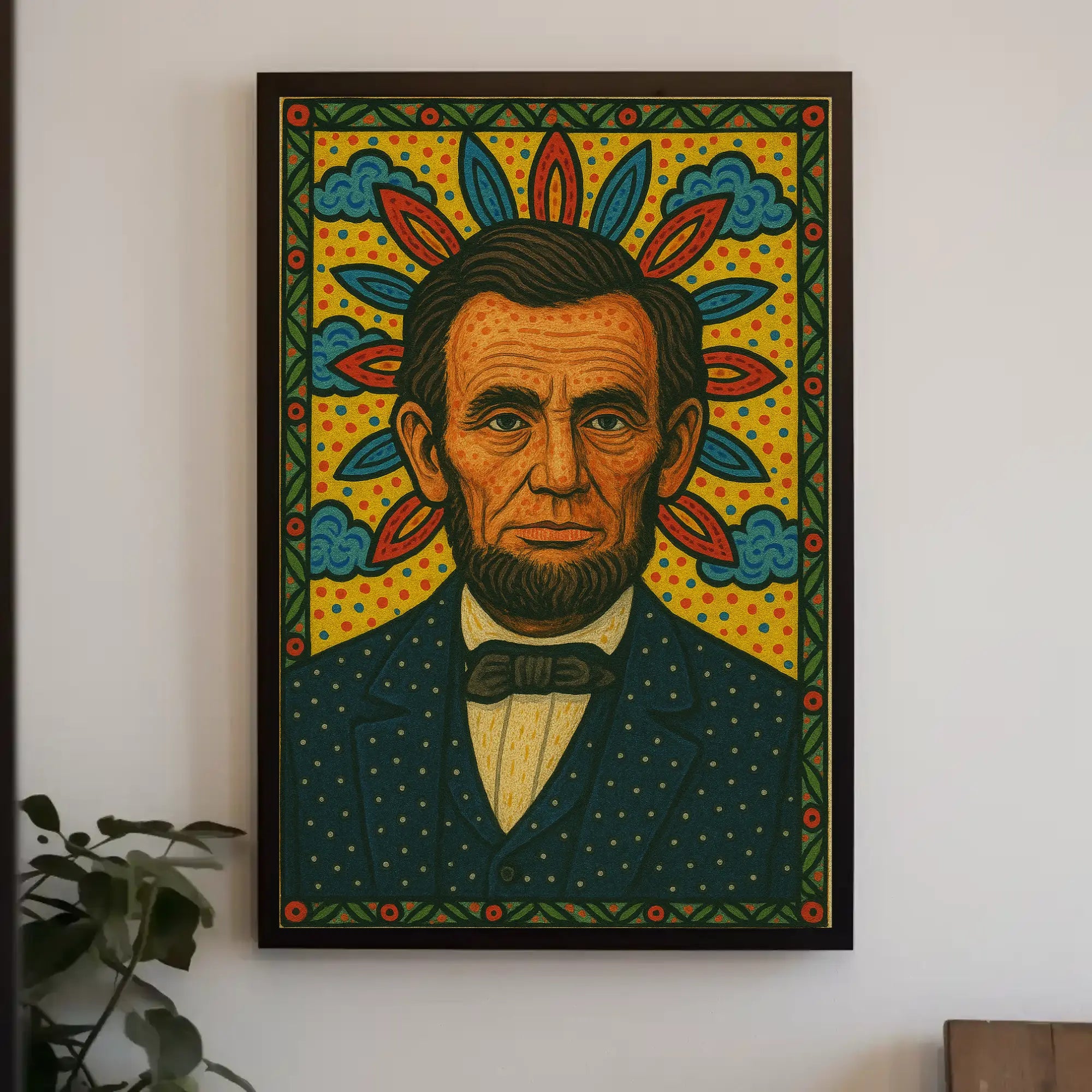 Abraham Lincoln Folk Art Inspired Historical Poster Decor PosterGoat
