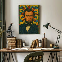 Abraham Lincoln Folk Art Inspired Historical Poster Decor PosterGoat