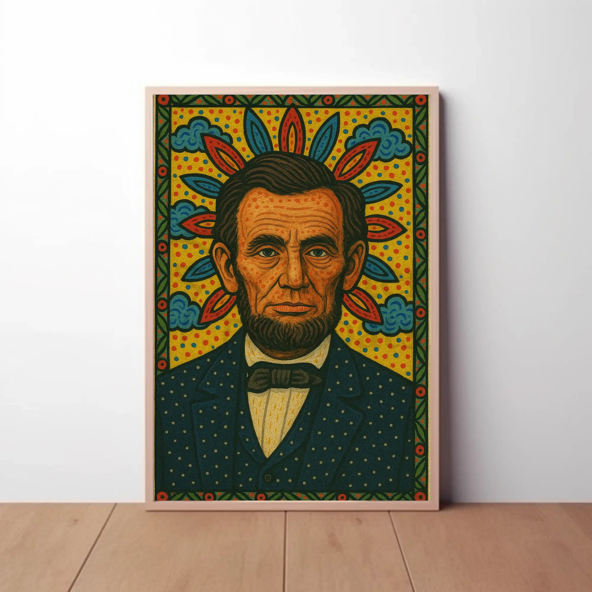 Abraham Lincoln Folk Art Inspired Historical Poster Decor PosterGoat