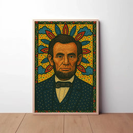 Abraham Lincoln Folk Art Inspired Historical Poster Decor PosterGoat