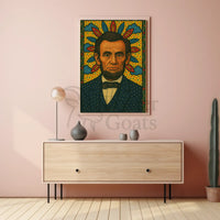 Abraham Lincoln Folk Art Inspired Historical Poster Decor PosterGoat