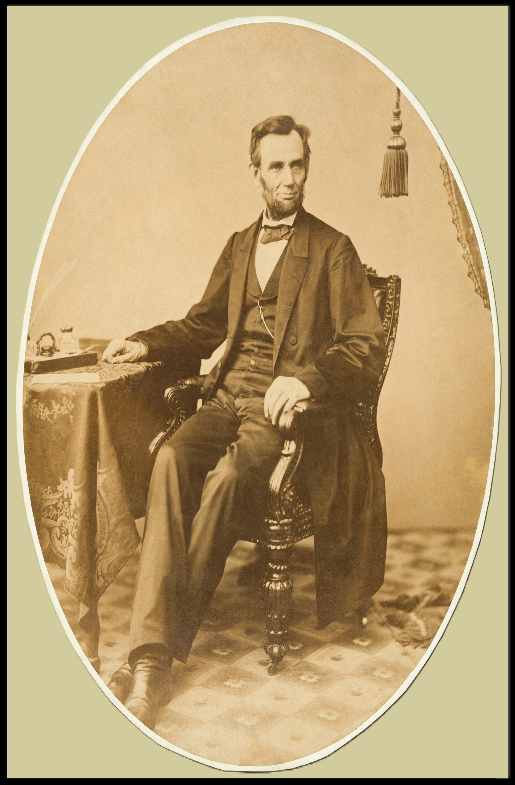 Abraham Lincoln Oval Framed Seated Portrait Poster PosterGoat