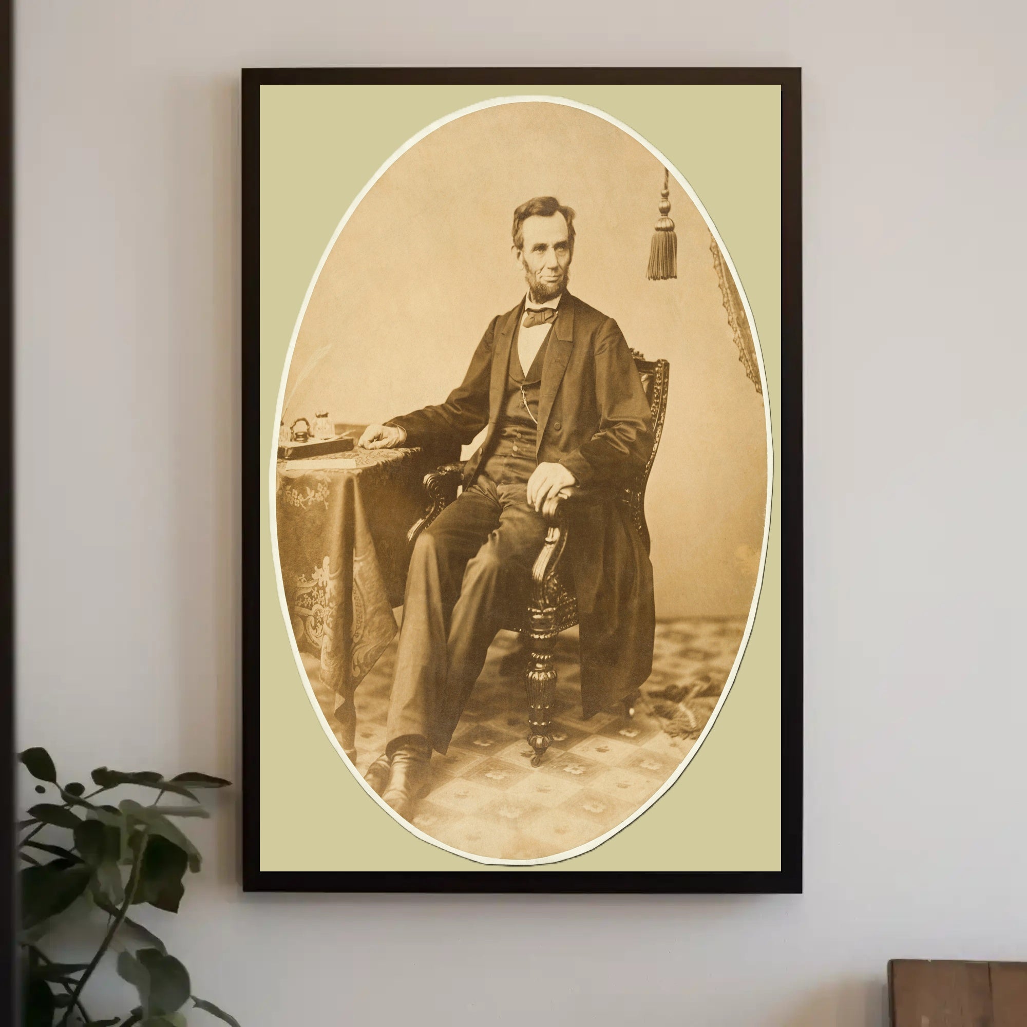Abraham Lincoln Oval Framed Seated Portrait Poster PosterGoat