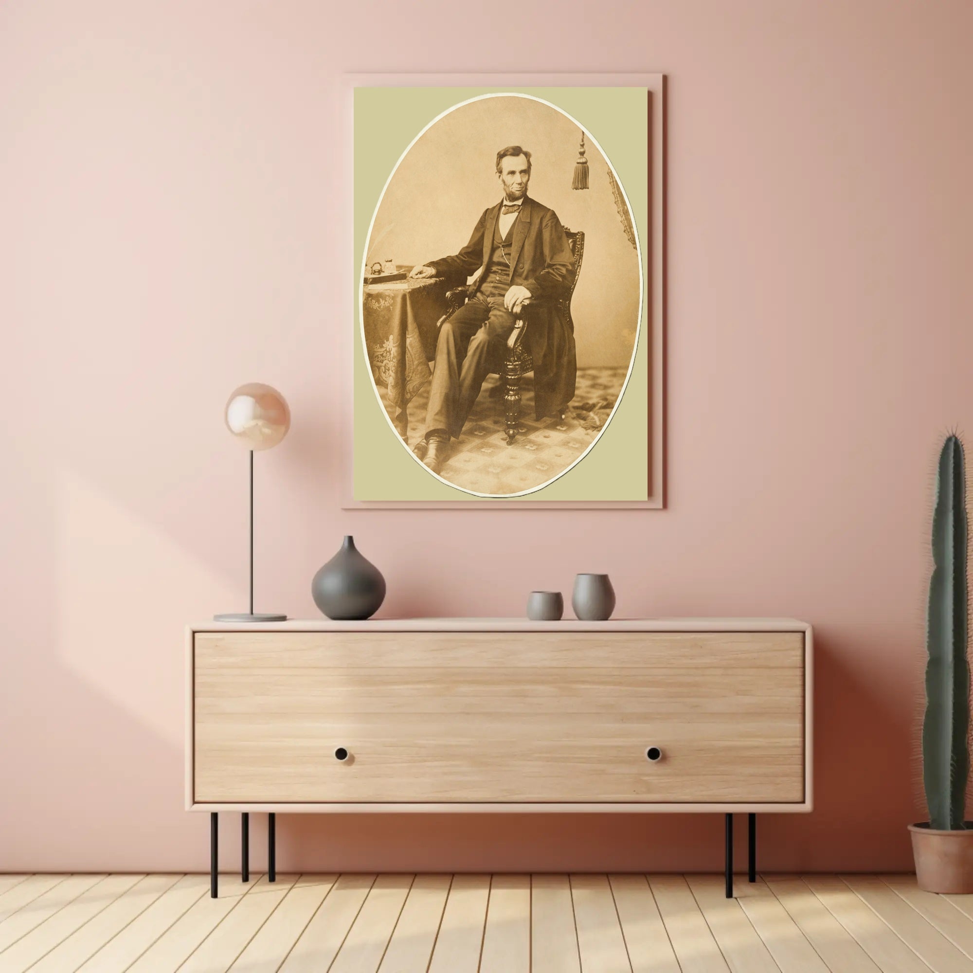 Abraham Lincoln Oval Framed Seated Portrait Poster PosterGoat