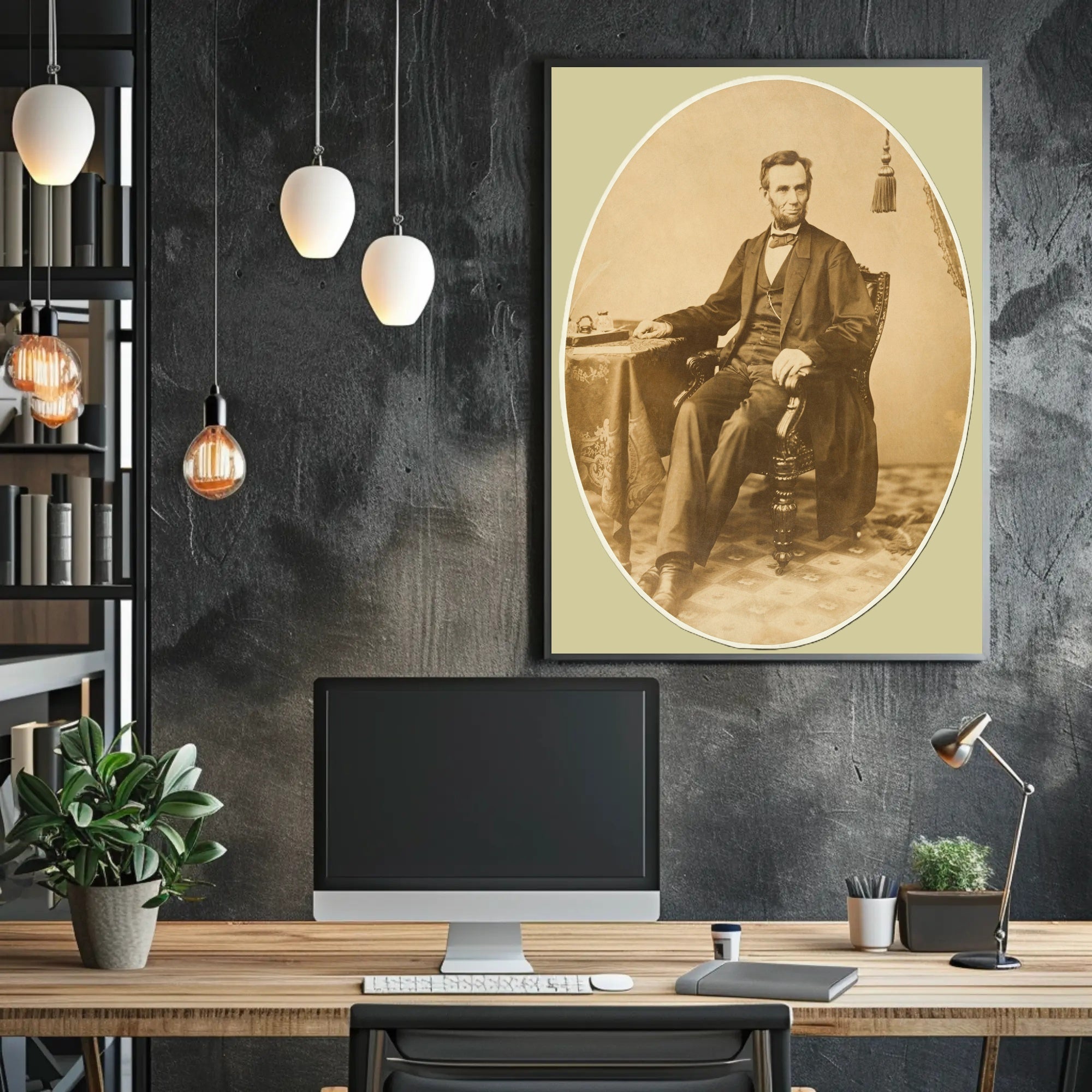 Abraham Lincoln Oval Framed Seated Portrait Poster PosterGoat