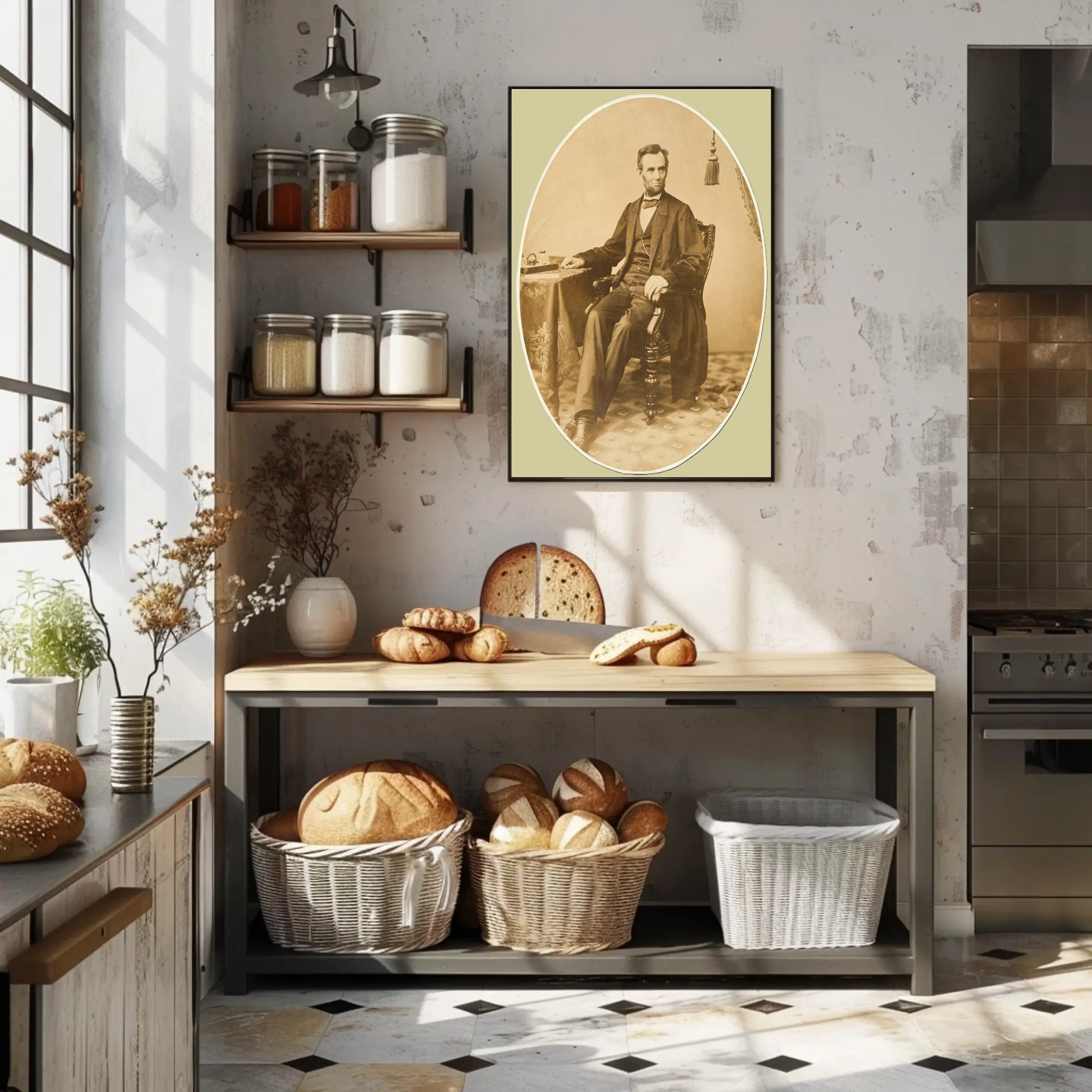 Abraham Lincoln Oval Framed Seated Portrait Poster PosterGoat