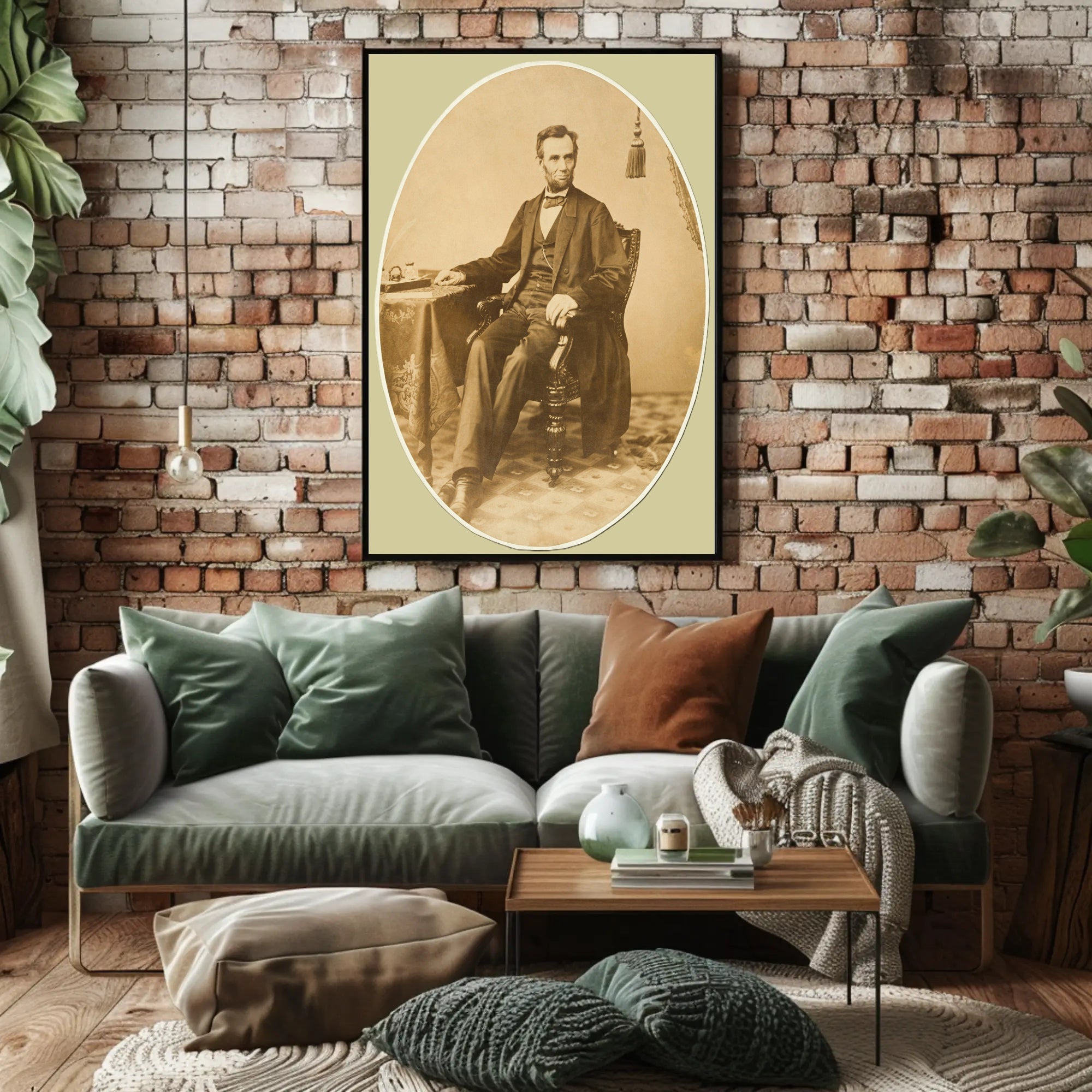 Abraham Lincoln Oval Framed Seated Portrait Poster PosterGoat