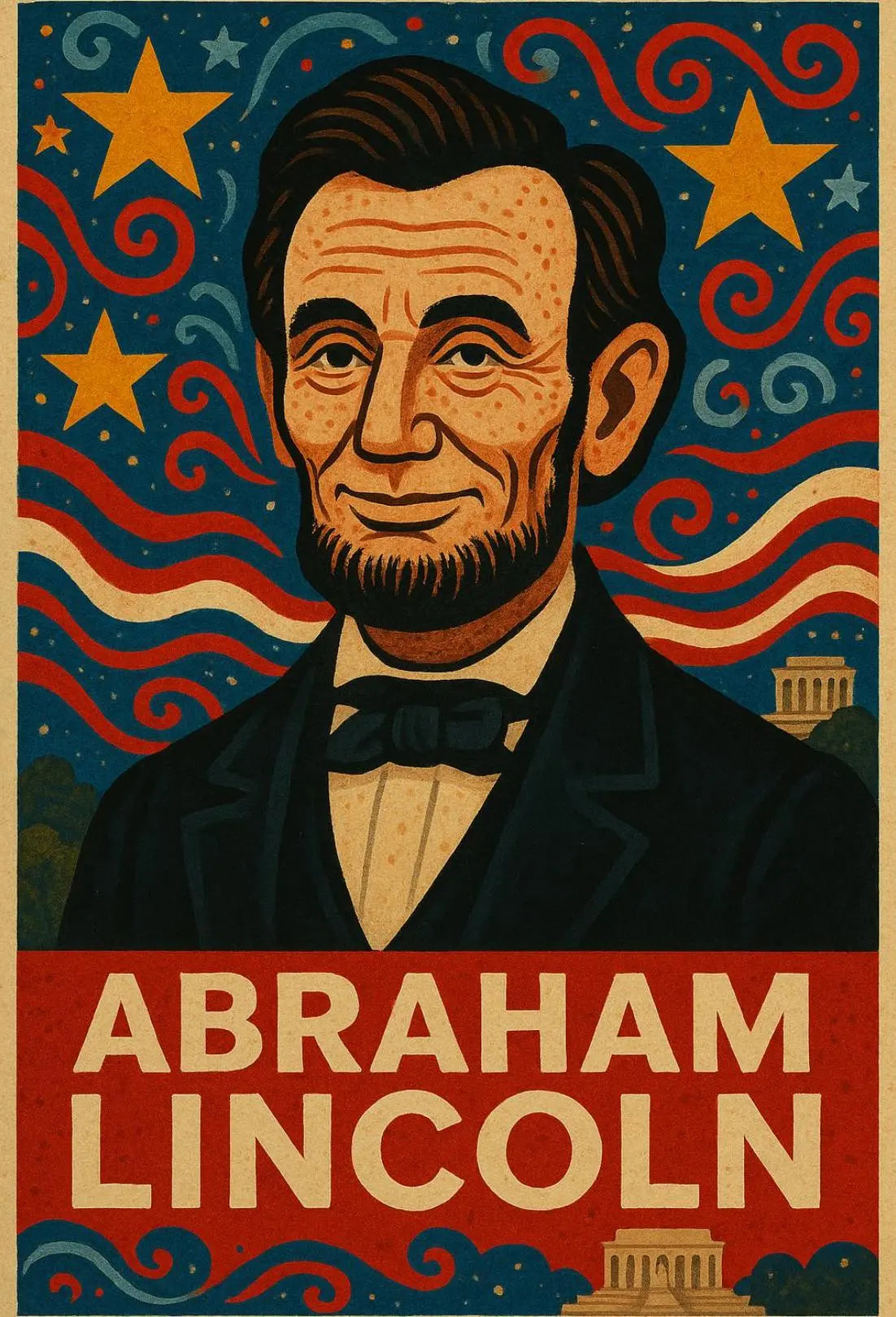Abraham Lincoln Retro Americana Historical Presidential Poster PosterGoat