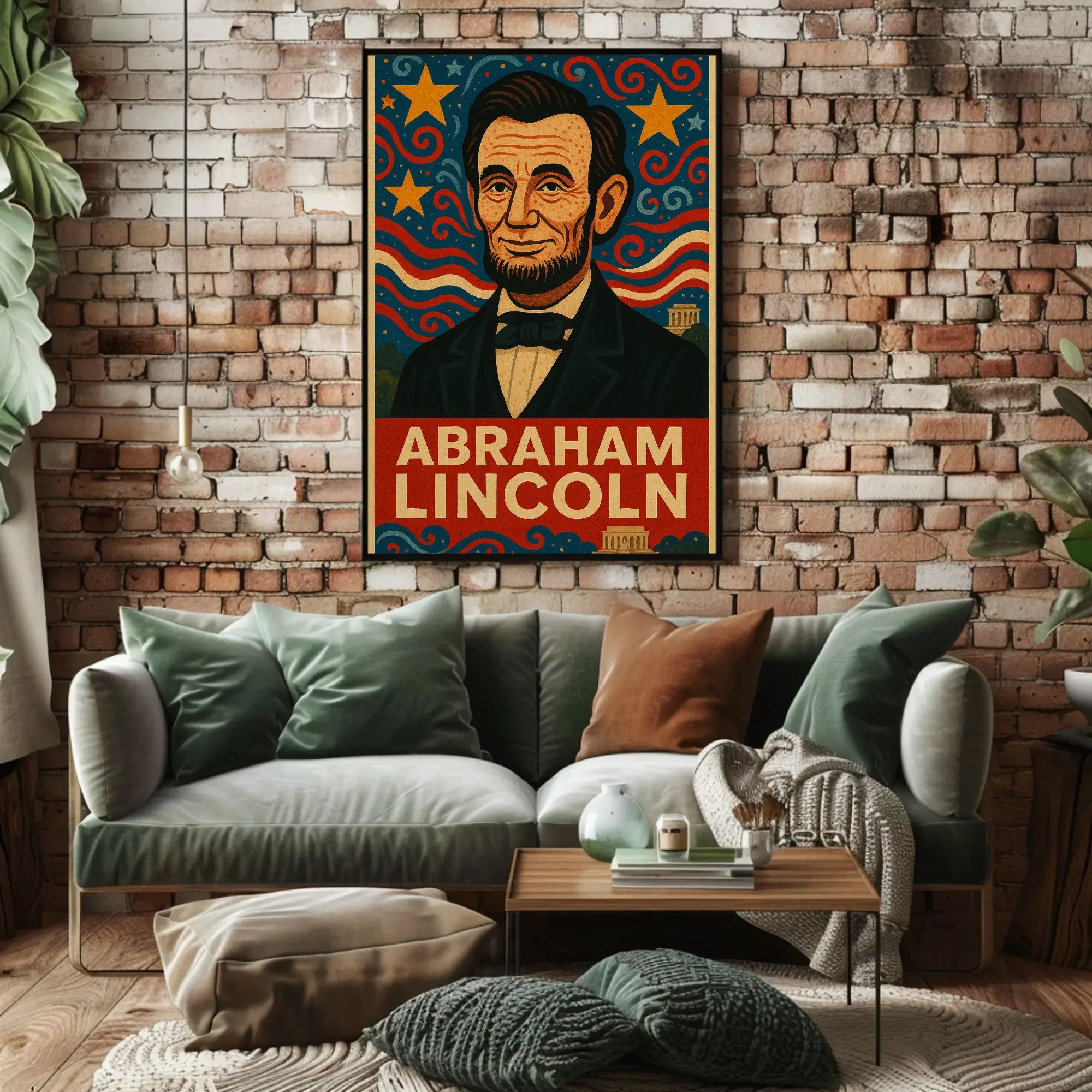 Abraham Lincoln Retro Americana Historical Presidential Poster PosterGoat