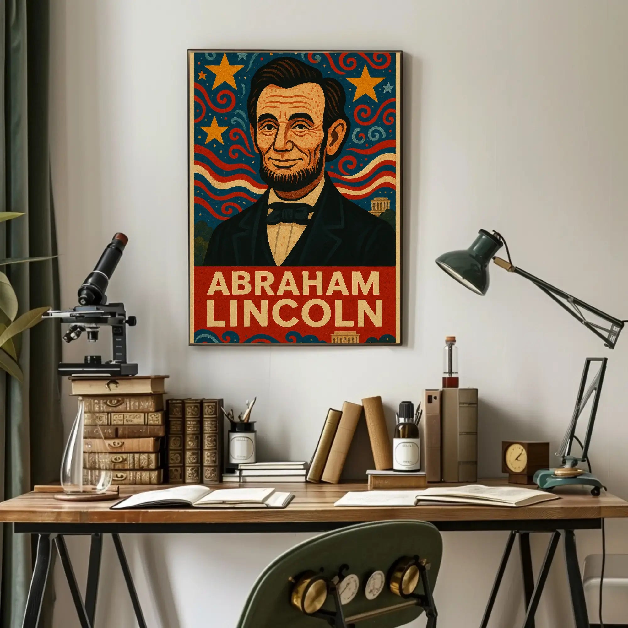 Abraham Lincoln Retro Americana Historical Presidential Poster PosterGoat