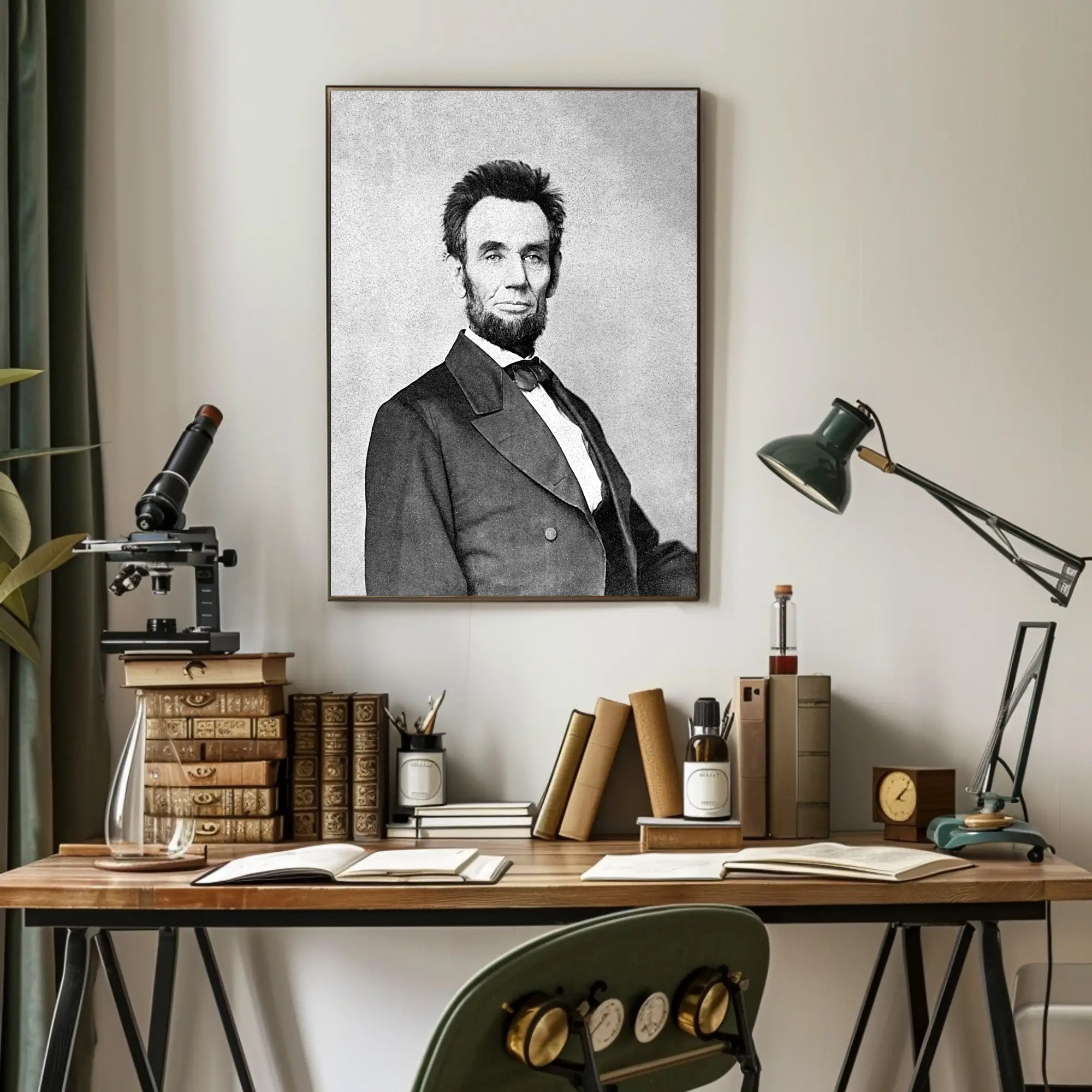Abraham Lincoln Thoughtful Pose with Book Wall Art Poster PosterGoat