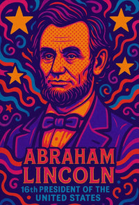 Abraham Lincoln Vivid Pop Art Presidential Poster PosterGoat