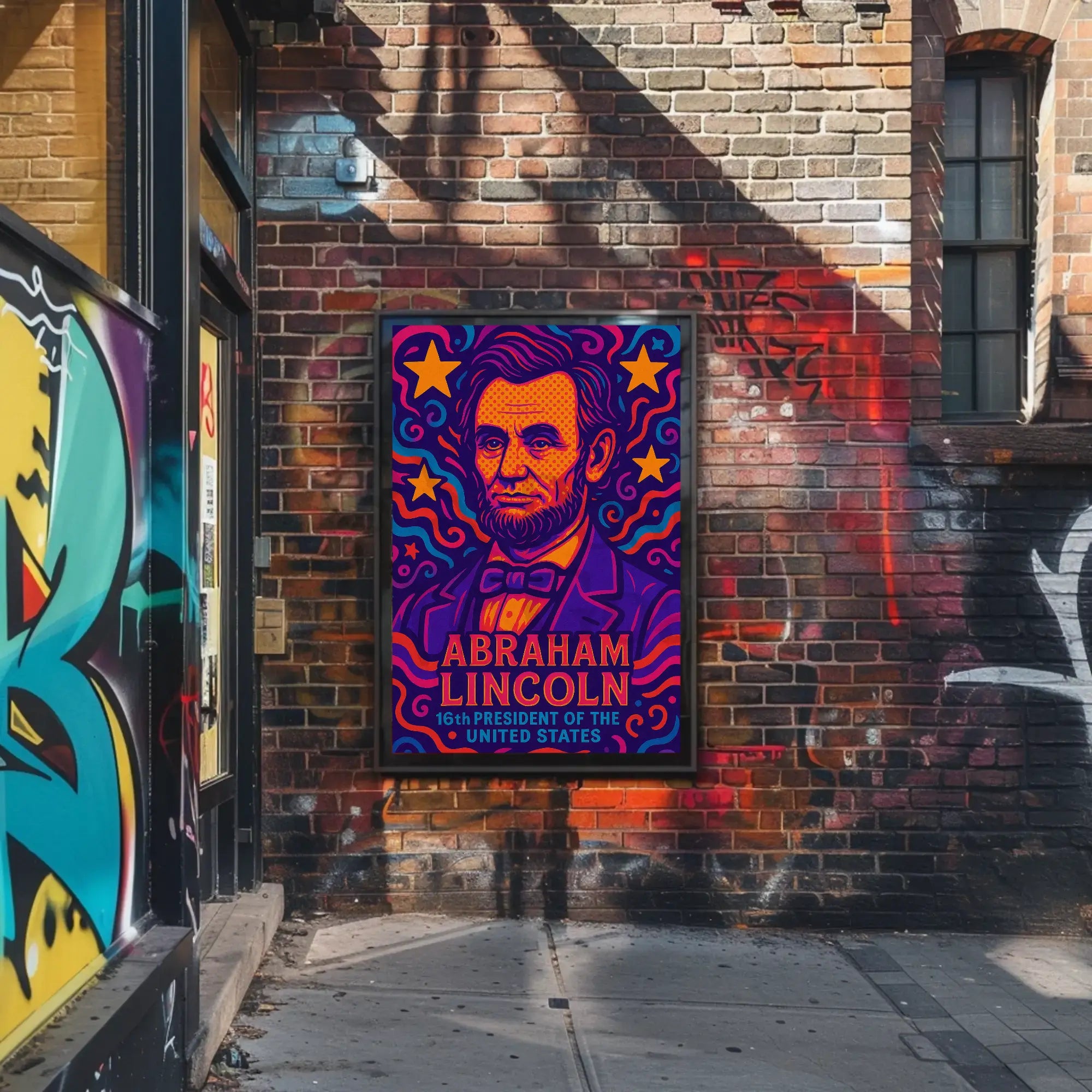 Abraham Lincoln Vivid Pop Art Presidential Poster PosterGoat