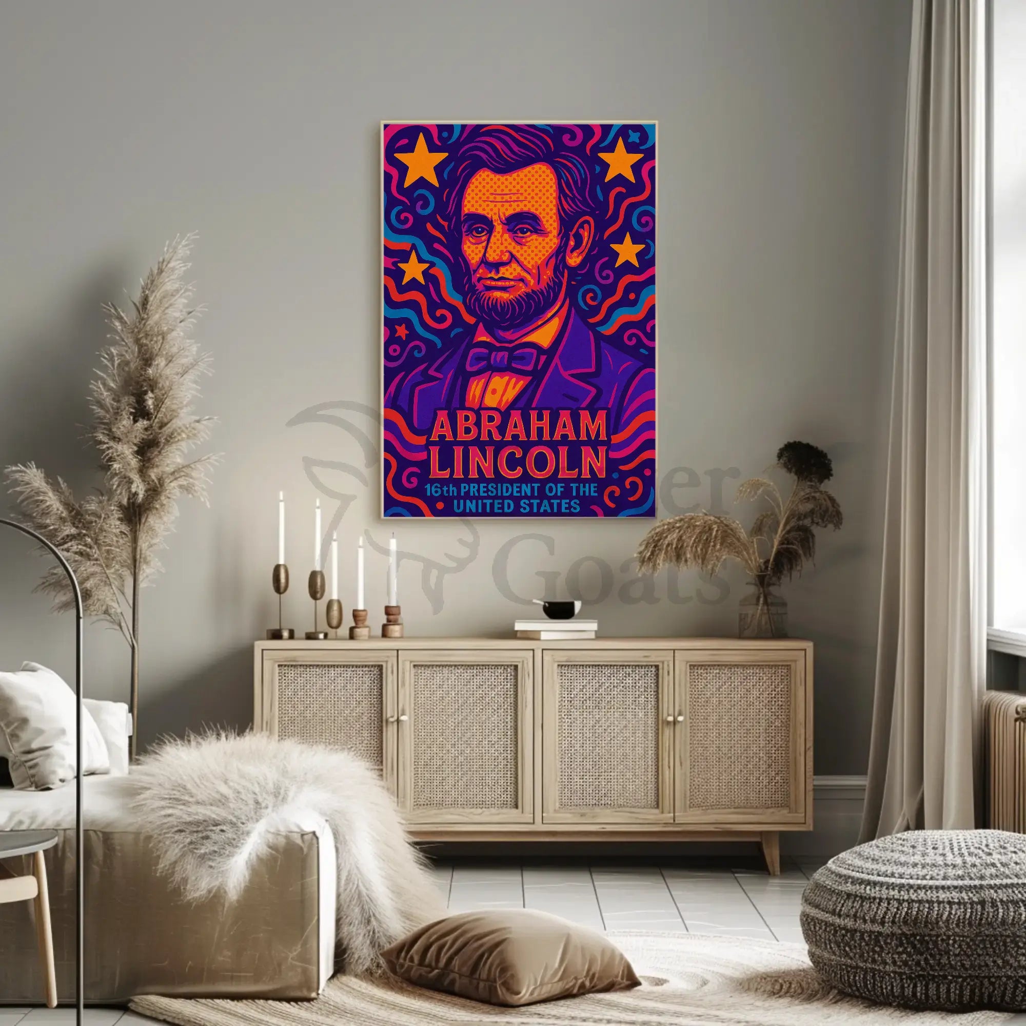 Abraham Lincoln Vivid Pop Art Presidential Poster PosterGoat