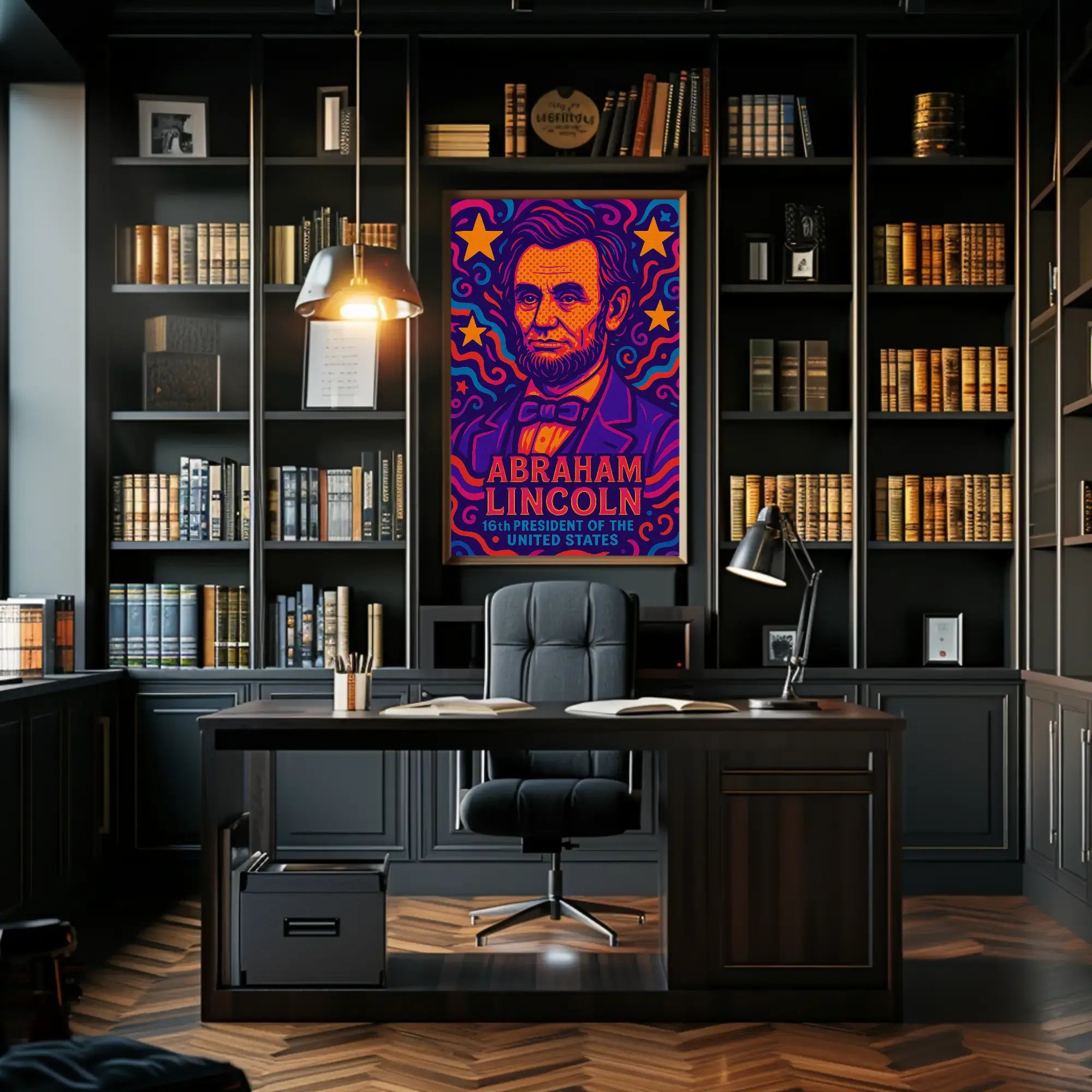 Abraham Lincoln Vivid Pop Art Presidential Poster PosterGoat