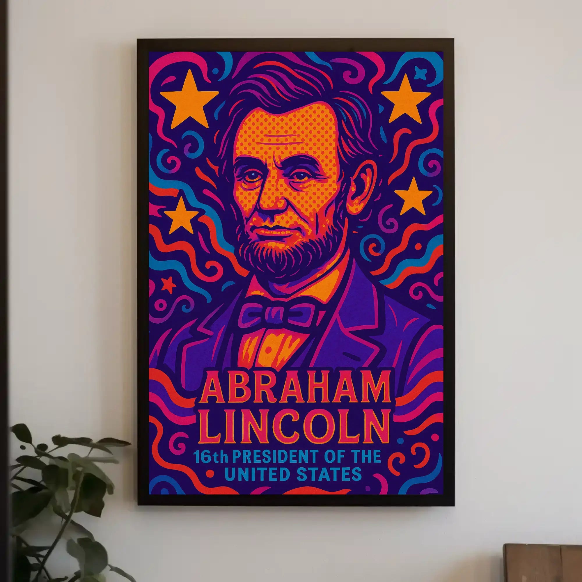 Abraham Lincoln Vivid Pop Art Presidential Poster PosterGoat