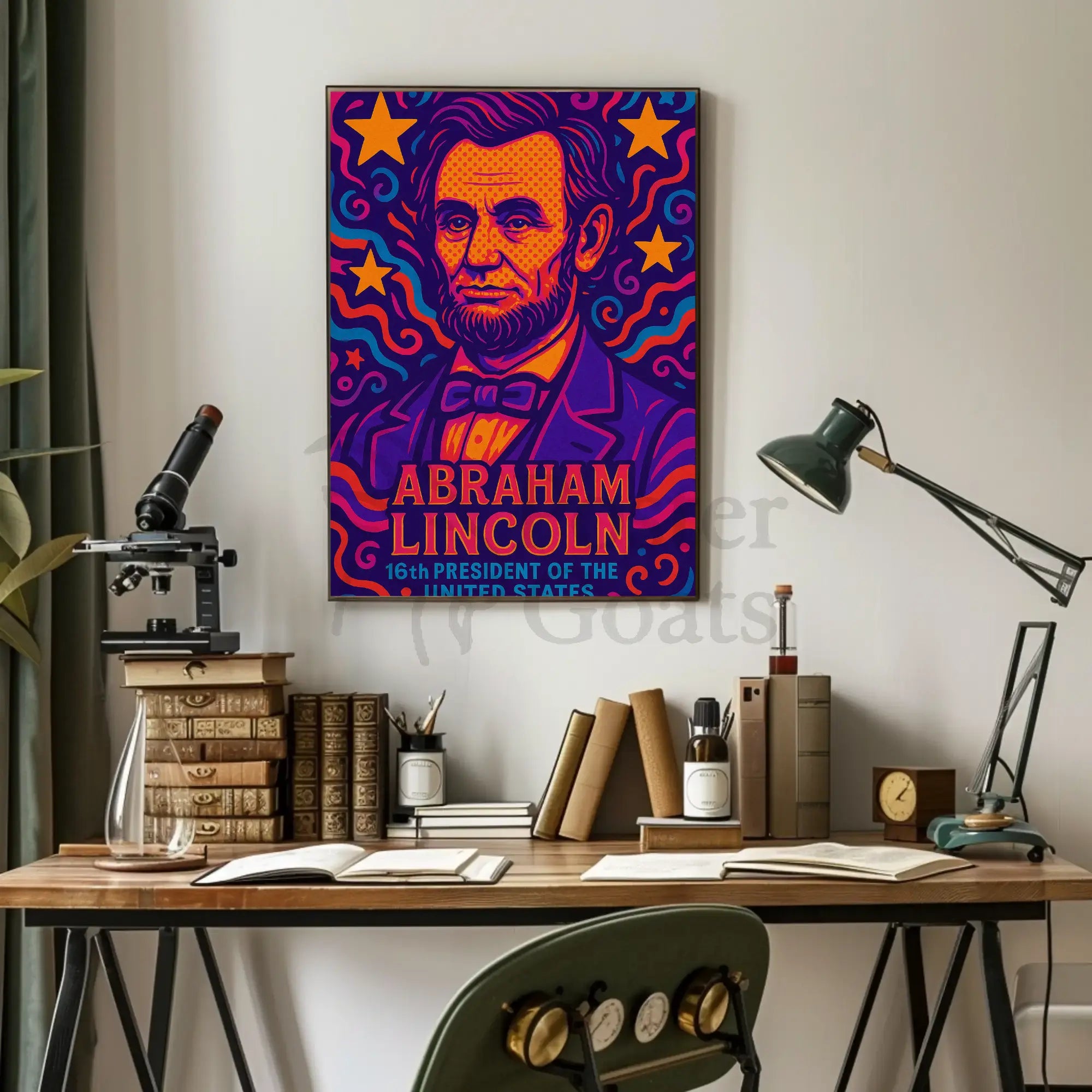 Abraham Lincoln Vivid Pop Art Presidential Poster PosterGoat