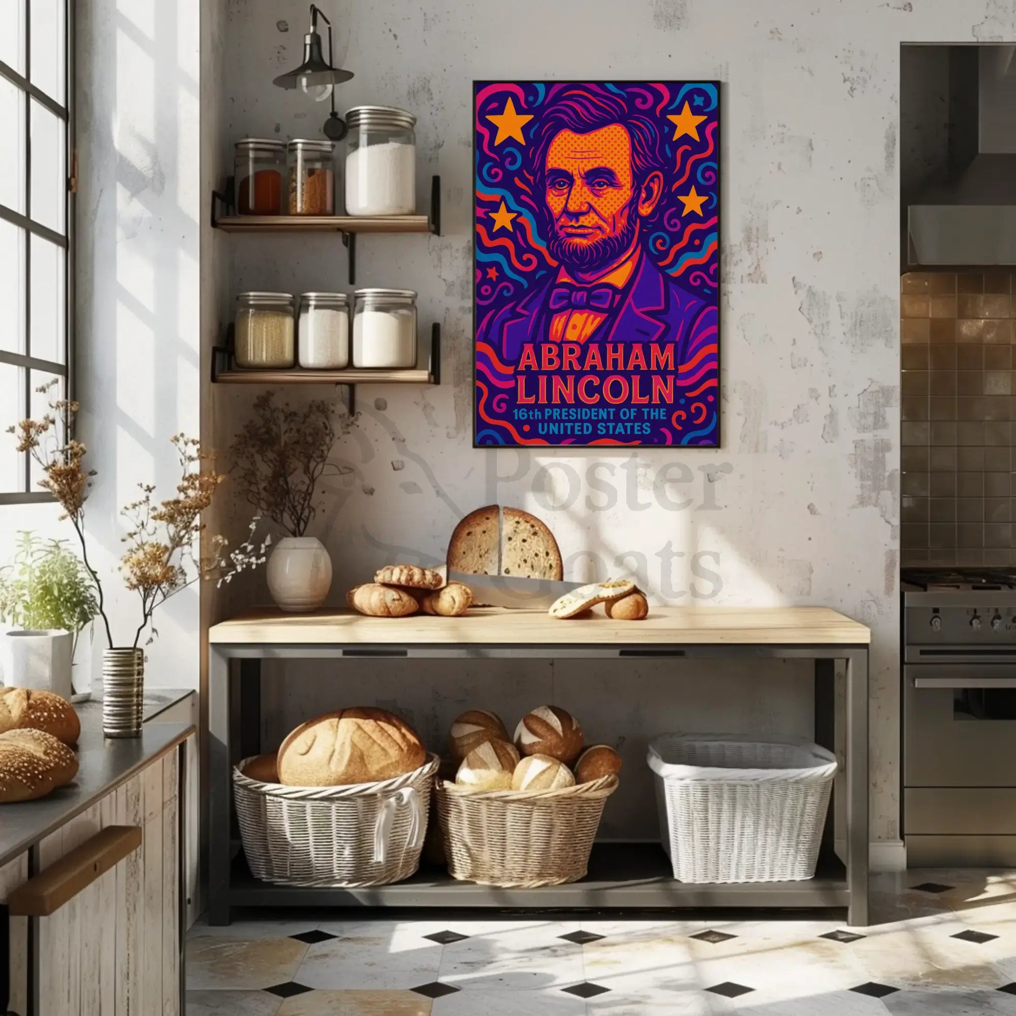 Abraham Lincoln Vivid Pop Art Presidential Poster PosterGoat