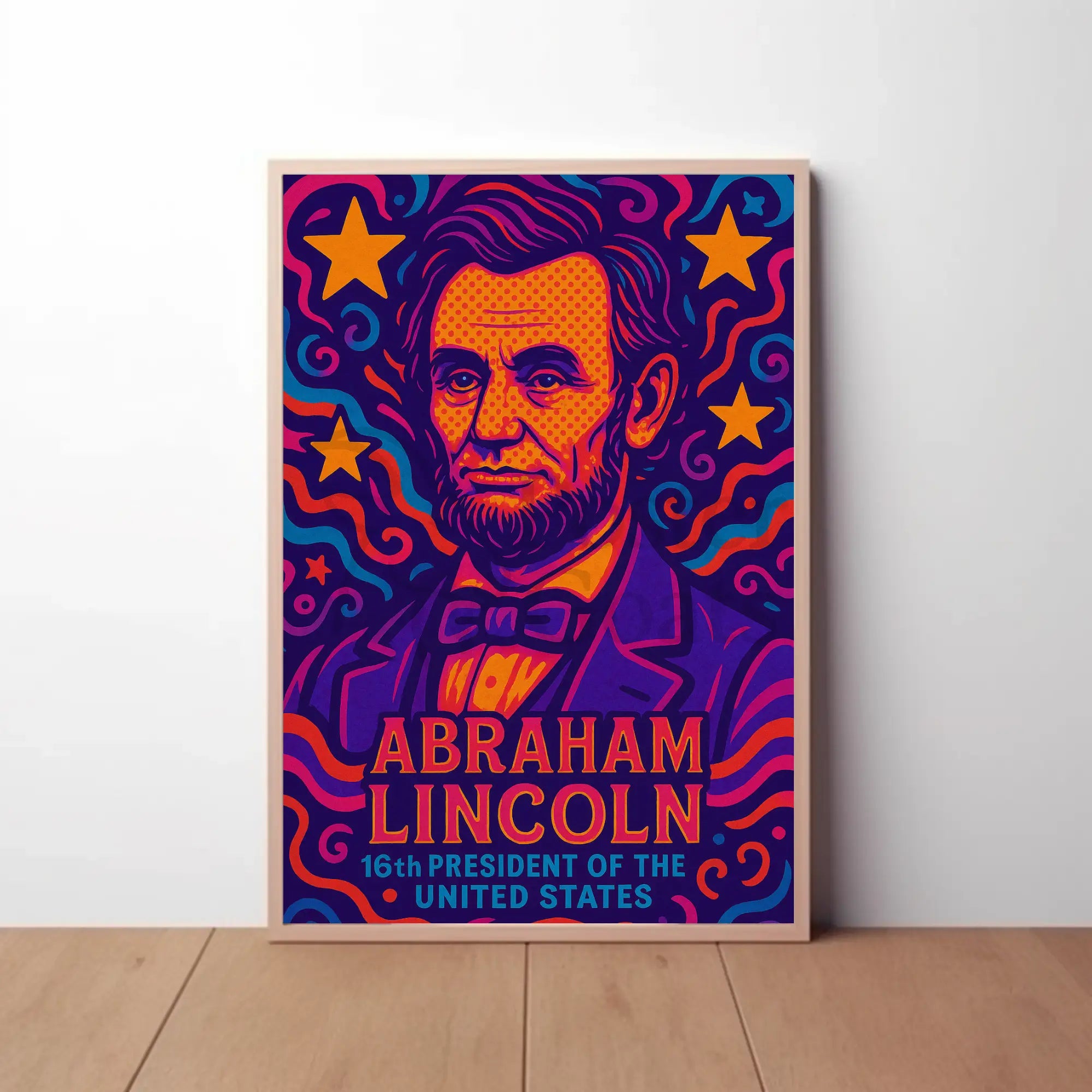 Abraham Lincoln Vivid Pop Art Presidential Poster PosterGoat