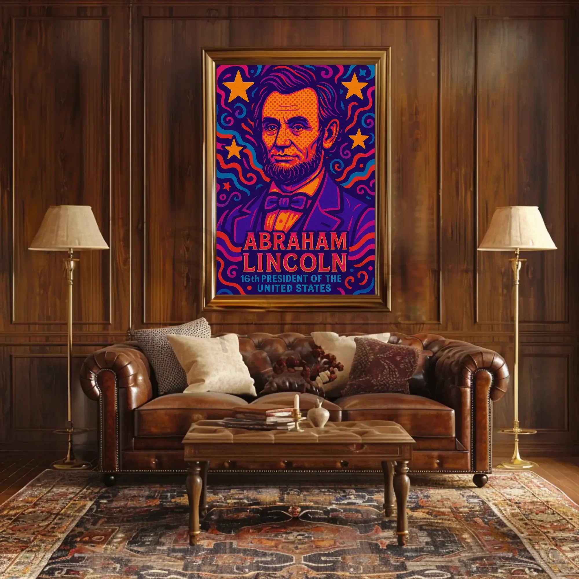 Abraham Lincoln Vivid Pop Art Presidential Poster PosterGoat