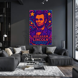Abraham Lincoln Vivid Pop Art Presidential Poster PosterGoat