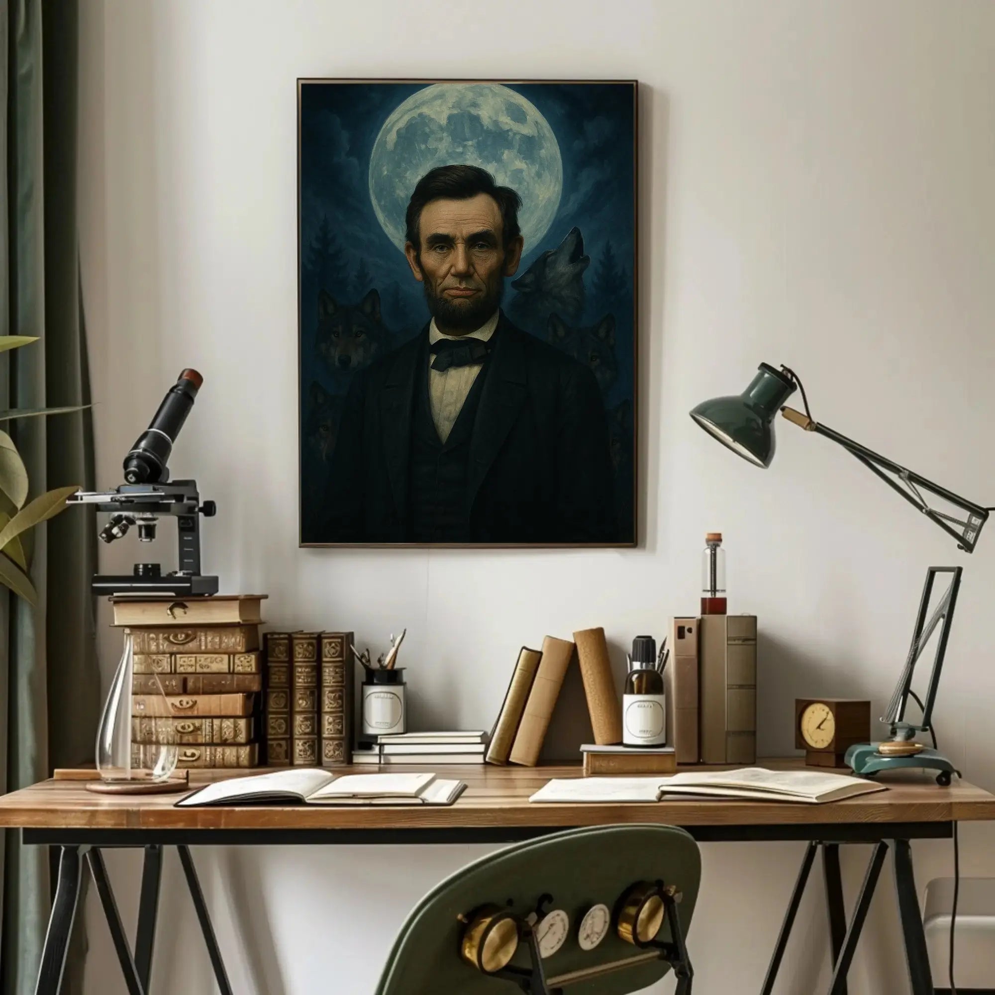 Abraham Lincoln Wolves Leader Historical Presidential Poster PosterGoat